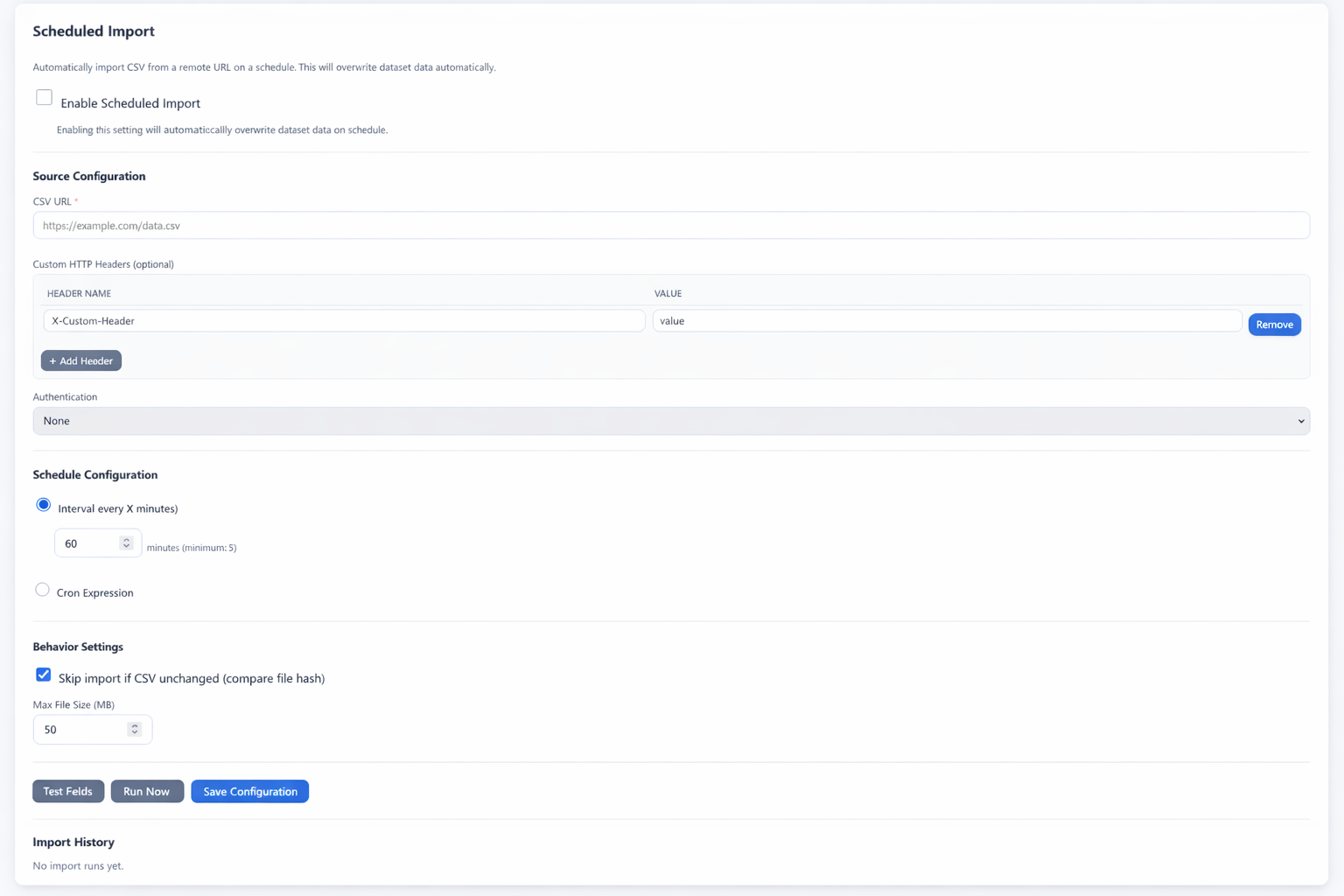 CSV API Bridge import